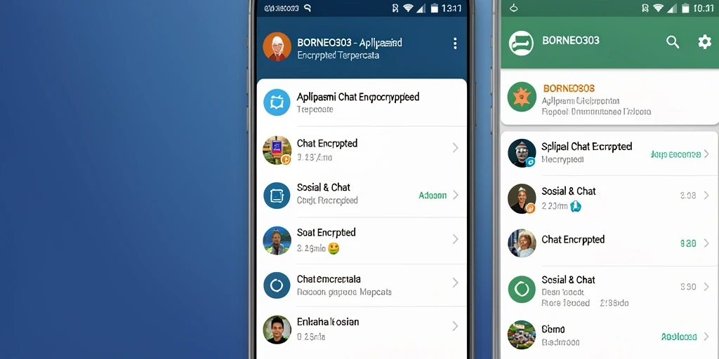 Tampilan antarmuka aplikasi BORNEO303 untuk Chat Encrypted yang aman.