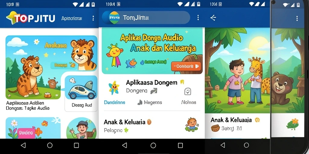 Antarmuka aplikasi TOPJITU yang ramah anak dan menarik.