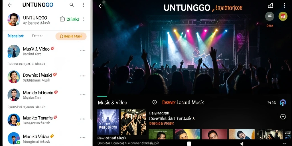 Tampilan antarmuka UNTUNGGO yang user-friendly untuk Download Musik.